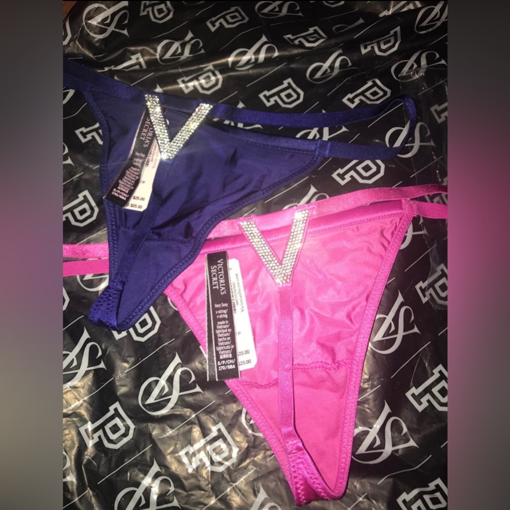 NWT! Very Sexy Shine V-String Panty Sz XS (1) PINK ONLY!!